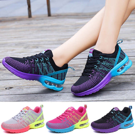 Womens Mesh Breathable Fitness Casual Sports Shoes gray powder