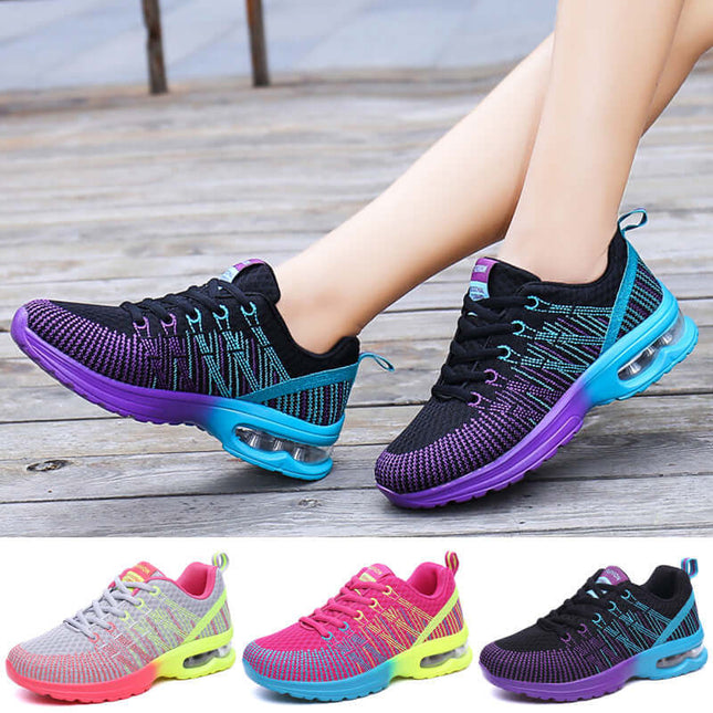 Womens Mesh Breathable Fitness Casual Sports Shoes gray powder