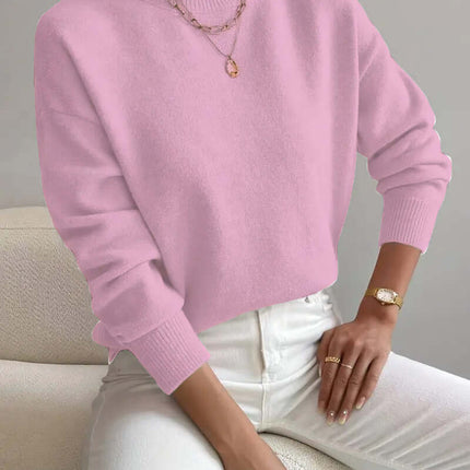 Womens Mid High Neck Sweater simple chic look.
