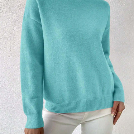 Womens Mid High Neck Sweater casual knitted top.