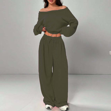 Womens One Shoulder Sweatshirt And Sweatpants 2 Piece Set Comfortable All Day Wear