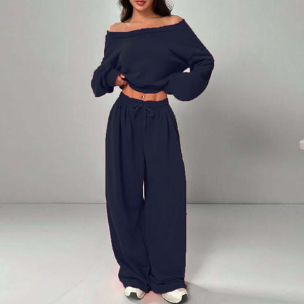 Womens One Shoulder Sweatshirt And Sweatpants 2 Piece Set Casual Weekend Fashion