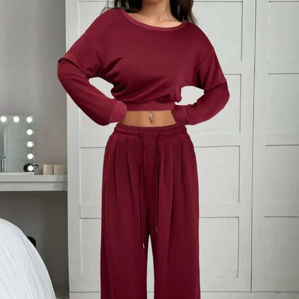 Womens One Shoulder Sweatshirt And Sweatpants 2 Piece Set Relaxed Fit Design