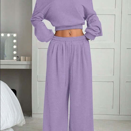 Womens One Shoulder Sweatshirt And Sweatpants 2 Piece Set Comfortable Seasonal Outfit