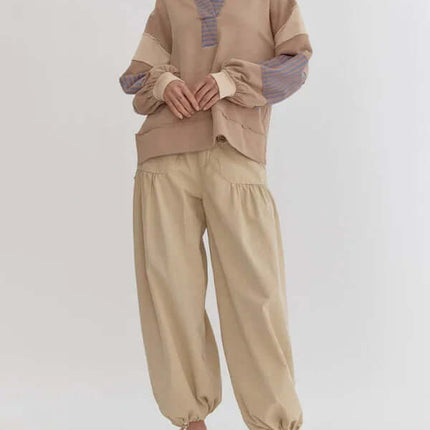 Women's Oversized Striped Polo Neck Sweatshirt Pullover fashion top soft comfortable fabric feel