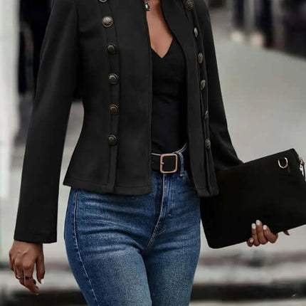 Womens Retro Suede Double Breasted Short Jacket Coat Elegant Short Length Fit