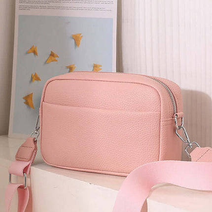 Womens Small Square PU Leather Shoulder Bag PU texture close up
