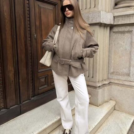 Womens Stand Collar Long Sleeve Zipper Jacket Long Sleeve Style