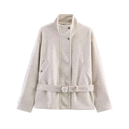 Womens Stand Collar Long Sleeve Zipper Jacket Women's Casual Outerwear