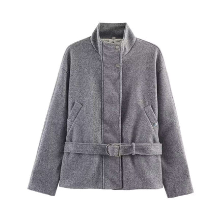 Womens Stand Collar Long Sleeve Zipper Jacket Casual Everyday Wear
