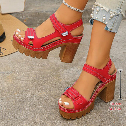 Women's Thick Sole Sandals Summer High Heel Shoes breathable high-grade weave surface texture optimal for humid vacation weather.