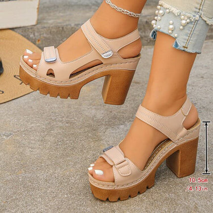 Women's Thick Sole Sandals Summer High Heel Shoes elegant open-back breeze structure perfect for casual daily outdoor use.