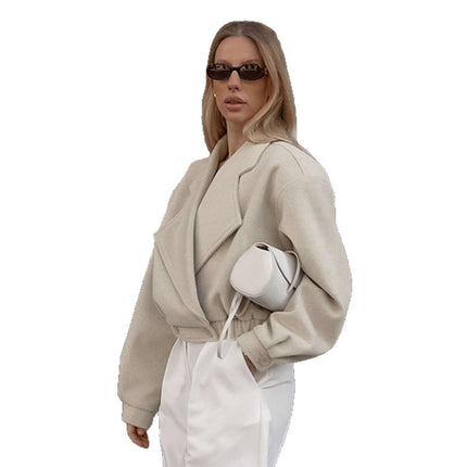 Womens Wool Blend Blazer Coat, stylish outerwear for commuters, featuring a chic design and elegant tailored fit.