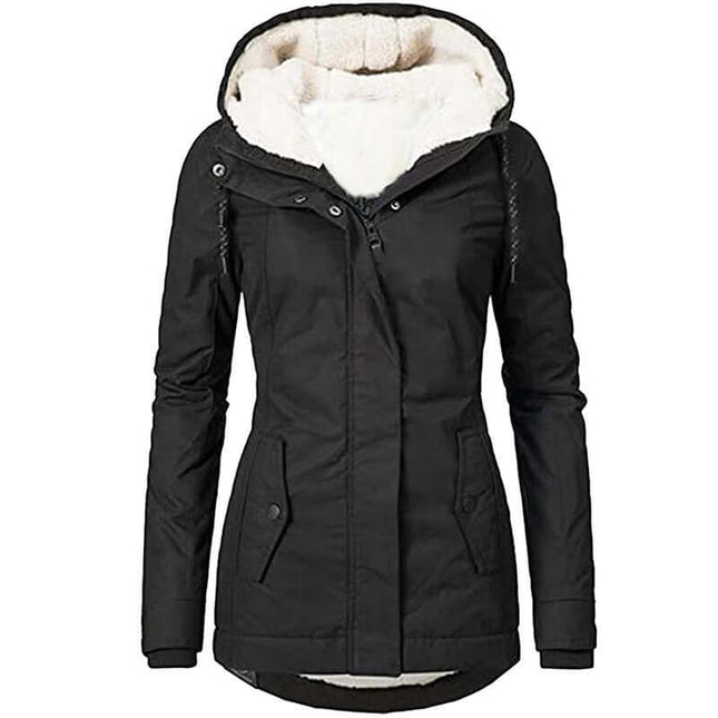 Womens Zipper Fleece Padded Winter Coat Outerwear Warm Fleece Lining