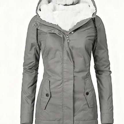 Womens Zipper Fleece Padded Winter Coat Outerwear Casual Cold Weather Wear