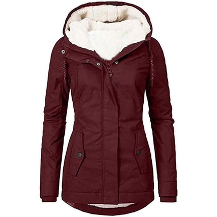 Womens Zipper Fleece Padded Winter Coat Outerwear Fleece Padded Design