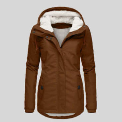 Womens Zipper Fleece Padded Winter Coat Outerwear Zipper Closure Detail