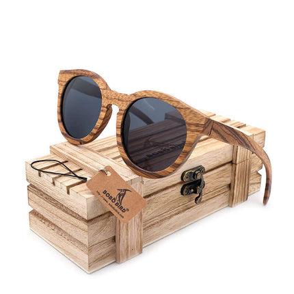 Wooden Eco Friendly Mens Sunglasses natural wood frame.