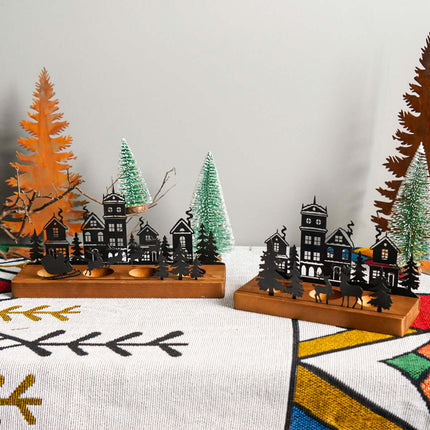 Wrought Iron Christmas Tree Candle Holder – Elegant Candle Stick with Wooden Base for Holiday Home Table Decoration, christmas candle holder, wrought iron candlestick, holiday table decor, wooden base candle stand, festive home decoration, christmas tree