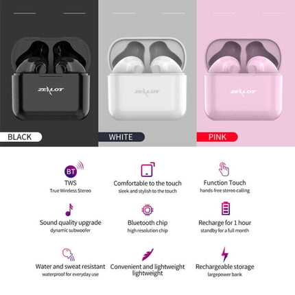 zealot t3 tws wireless bluetooth earphones power display