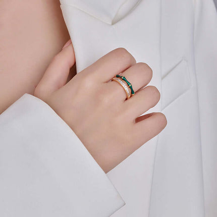Zircon Bamboo Joint Open Ring luxury fashion jewelry.